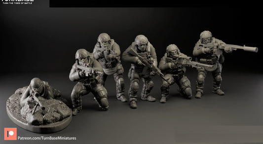 6pc Russian PMC - 28mm Scale Resin Military Miniature | Zona Alfa | Spectre Ops Mini