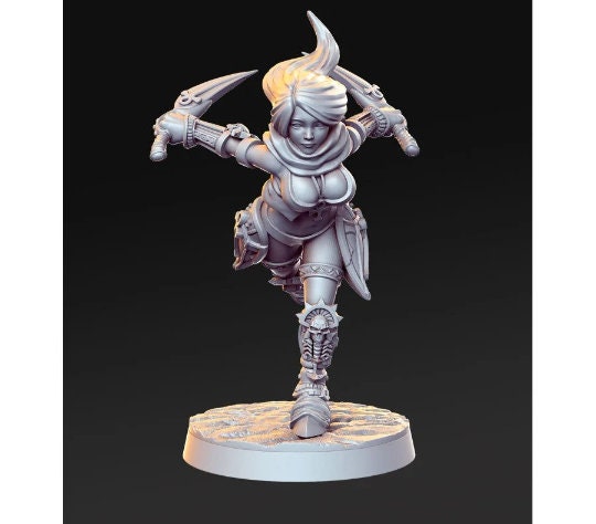Mikasa Pinup Rogue - 32mm Scale DnD Miniature | Dungeons and Dragons | JRPG Mini - RN Estudio