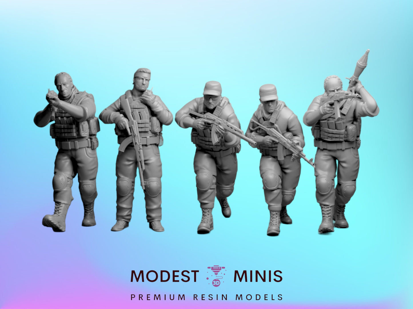 5pc Mosul Swat Team - 28mm Scale Resin Military Miniature | Zona Alfa | Spectre Ops Mini