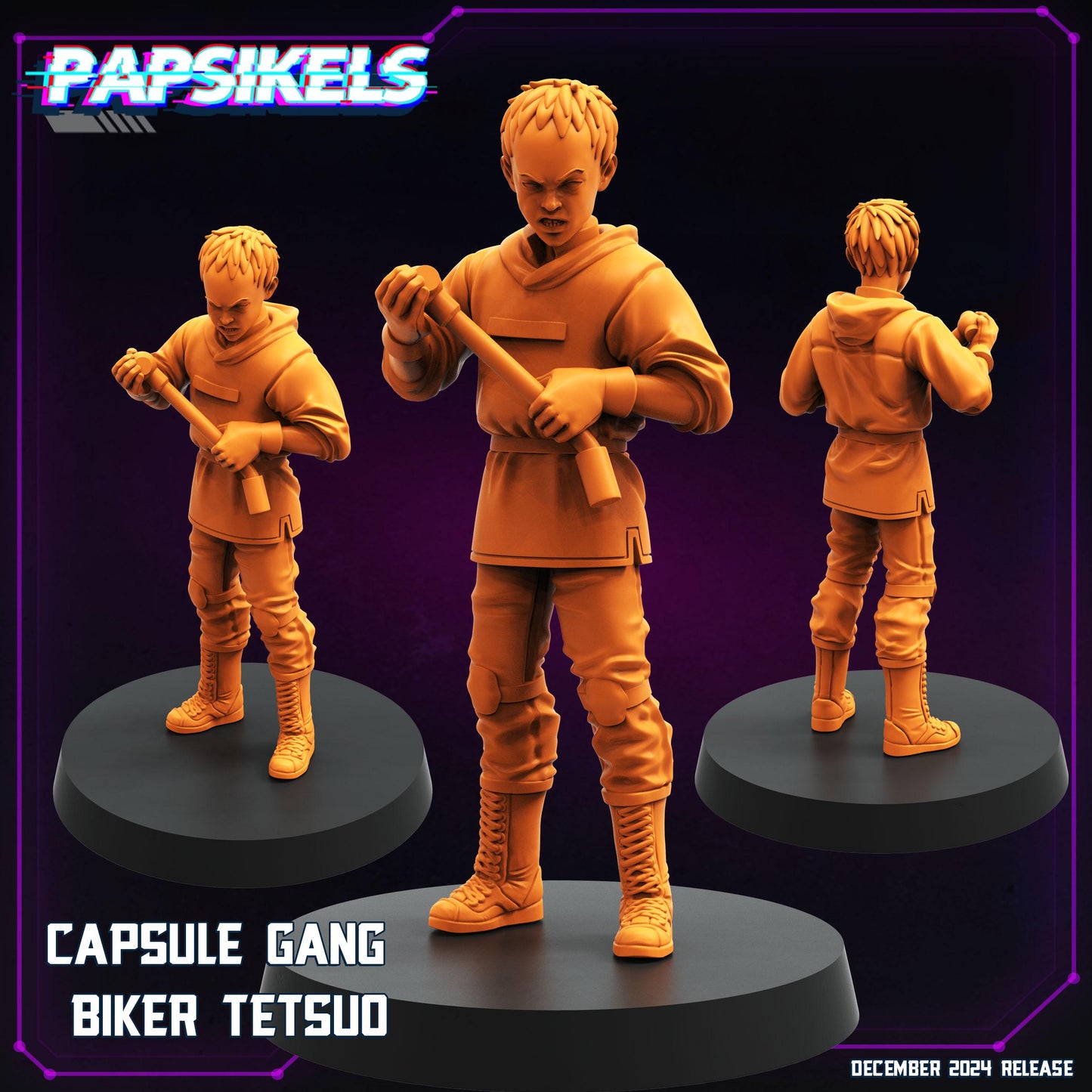 Capsule Gang Biker Teens - 28mm 32mm 40mm Scale Cyberpunk Miniature  |  Blade Runner | | Papsikels