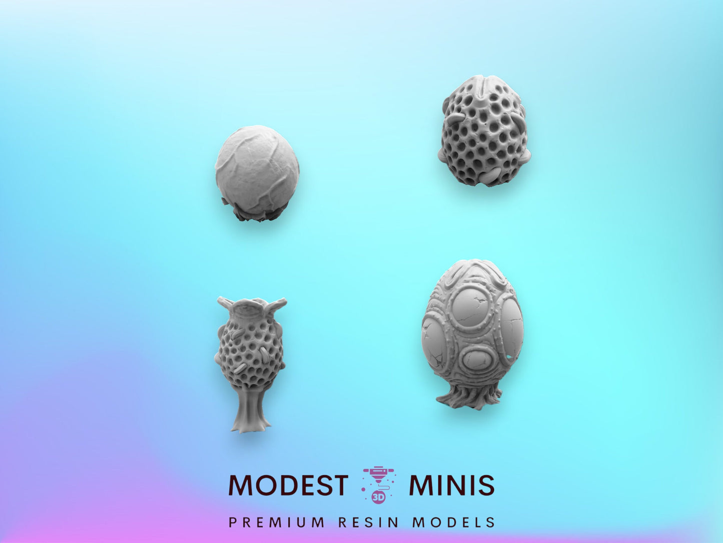 4pc Alien Eggs Set - 32mm Scale Alien Miniature | RPG | Sci fi | Cyberpunk | Role Playing | DnD | Papsikel