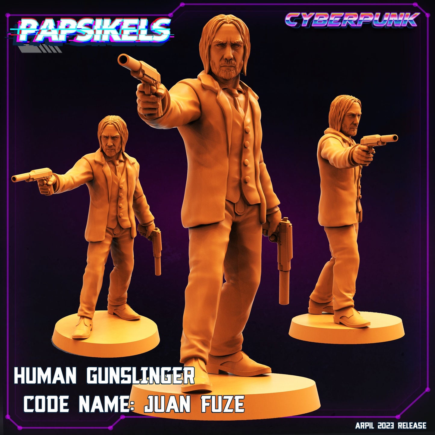 Gunslinger Codename Juan Fuze - 32mm Scale Alien Miniature  | Cyberpunk | Papsikels