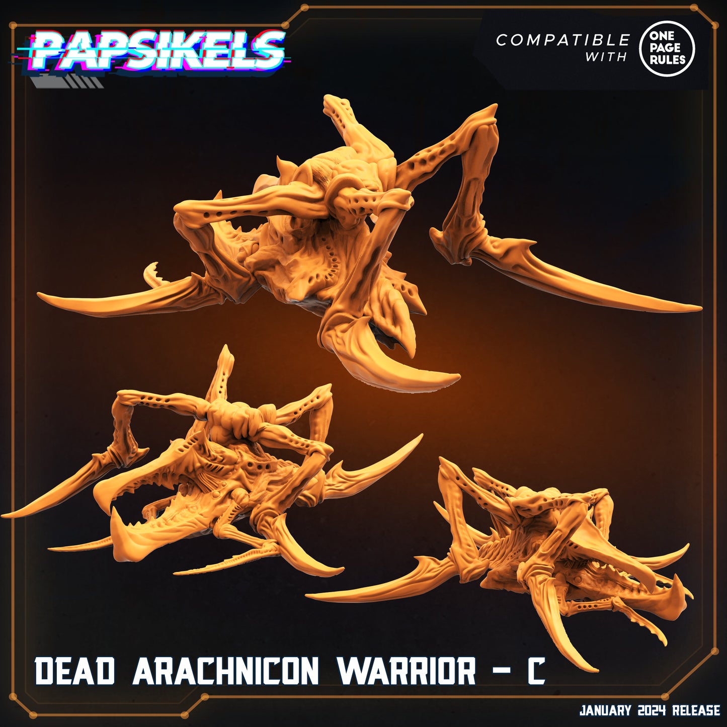 Dead Arachnicon Warriors - 32mm Scale Miniature | RPG | Sci fi | Cyberpunk | Role Playing | Papsikel