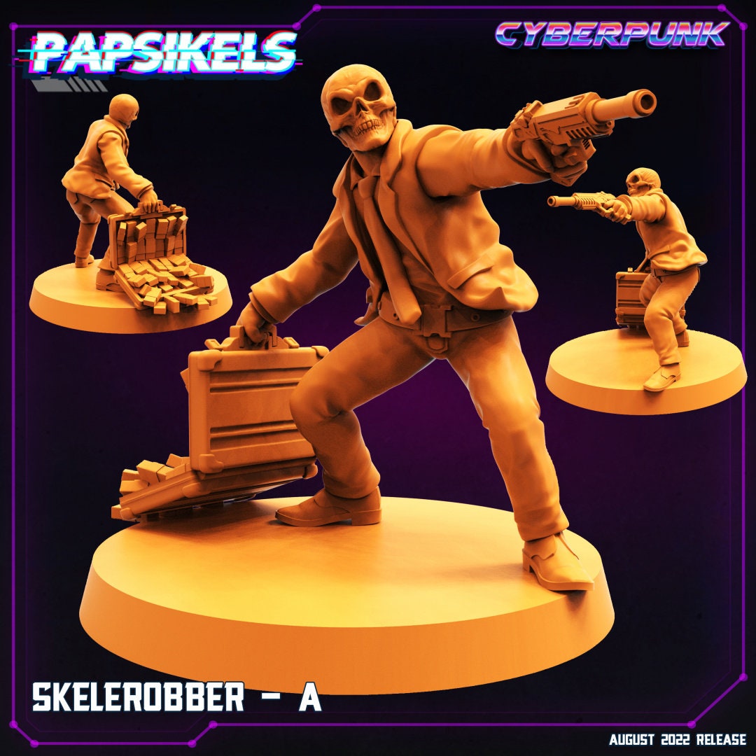 4pc Skelerobbers Set - 32mm Scale Cyberpunk Miniature  | Alien | Papsikels