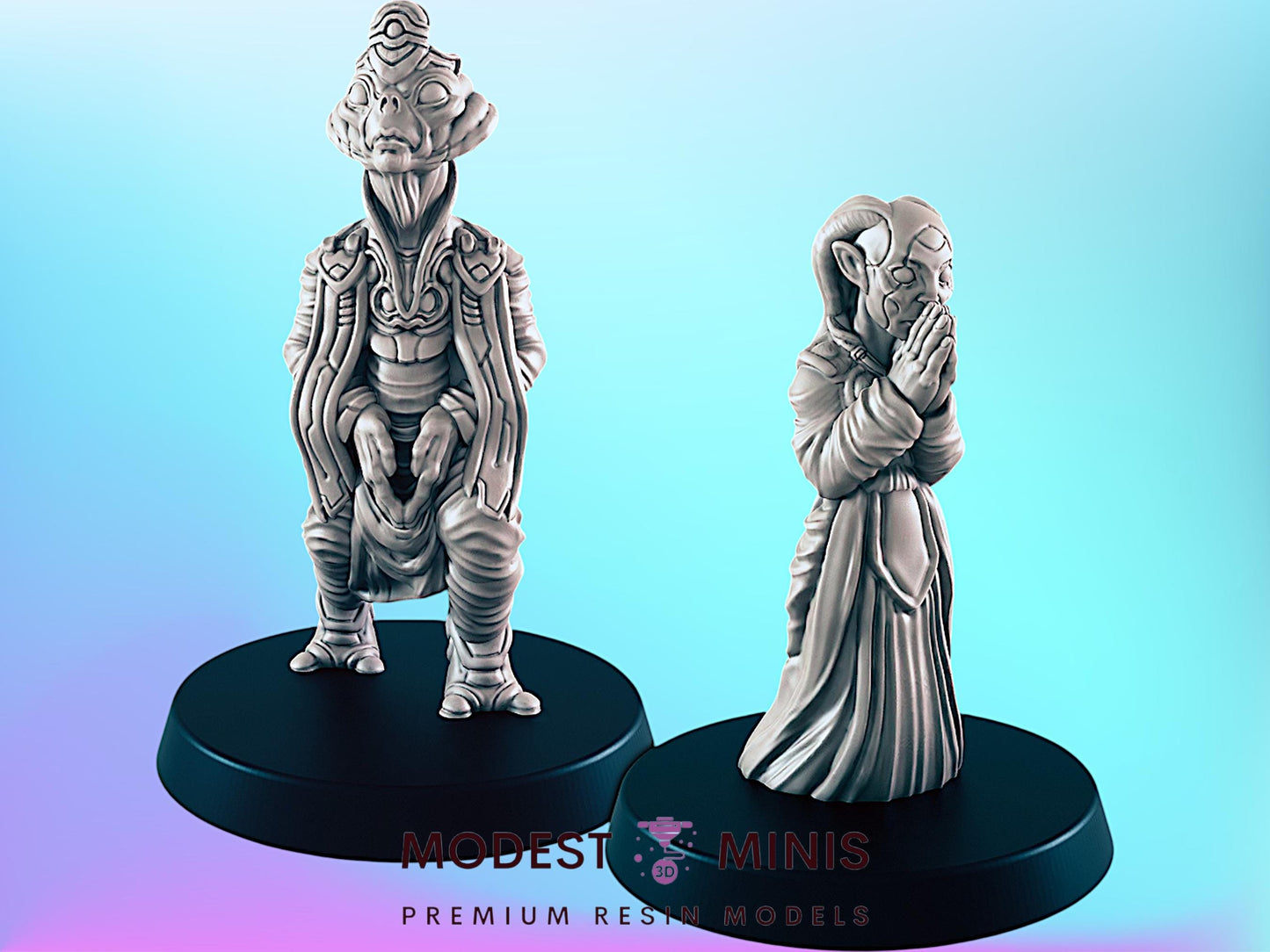 Alien Religious Zealots | 25mm - 75mm Scale | DnD | Cyberpunk | EC3D Sci Fi Mini