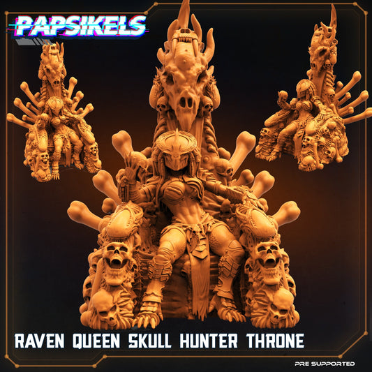 Raven Queen in Throne - 32mm Scale Alien Miniature | RPG | Sci fi | Cyberpunk | Role Playing | DnD | Papsikel
