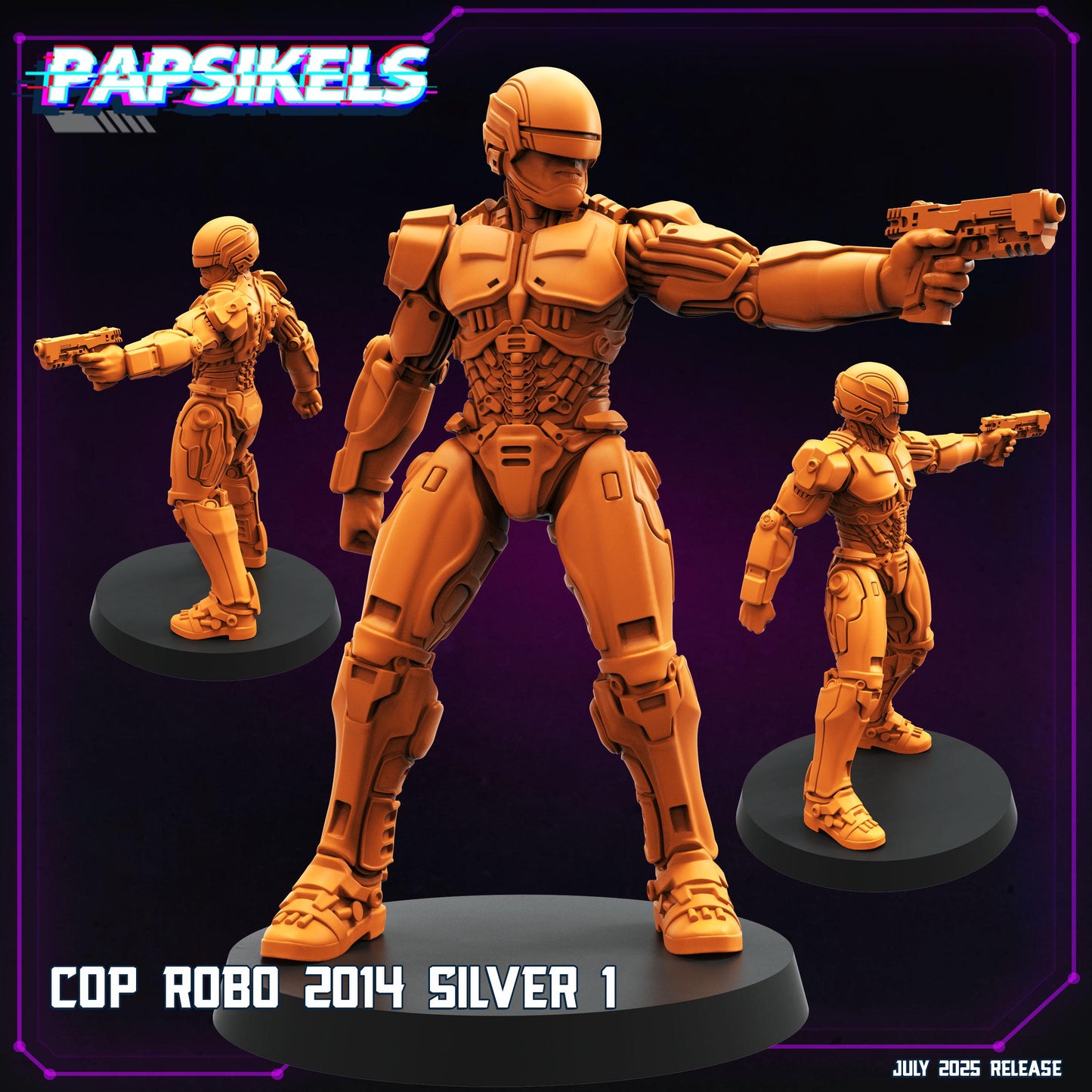 Cop Robo 2014 Silver - 32mm Scale Cyberpunk Miniature  | Papsikels