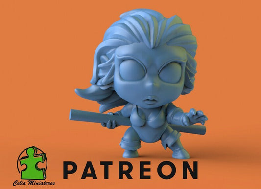 Chibi Cheetah Girl - 28mm - 54mm Scale