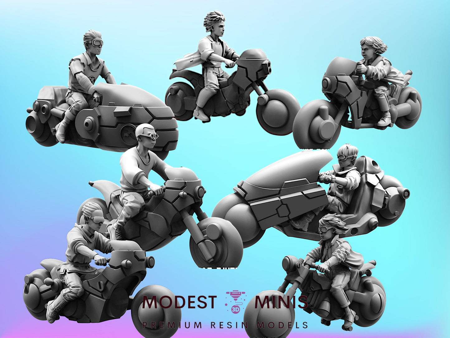 Capsule Gang Bikers - 28mm 32mm 40mm Scale Cyberpunk Miniature  |  Blade Runner | | Papsikels