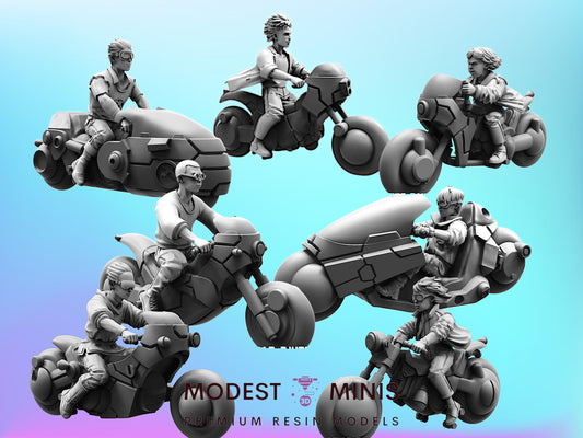 Capsule Gang Bikers - 28mm 32mm 40mm Scale Cyberpunk Miniature  |  Blade Runner | | Papsikels