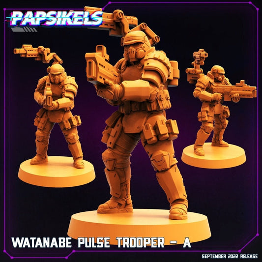 Pulse Trooper A - 32mm Scale Cyberpunk Miniature | RPG | Sci fi | Alien | Role Playing | DnD | Papsikel
