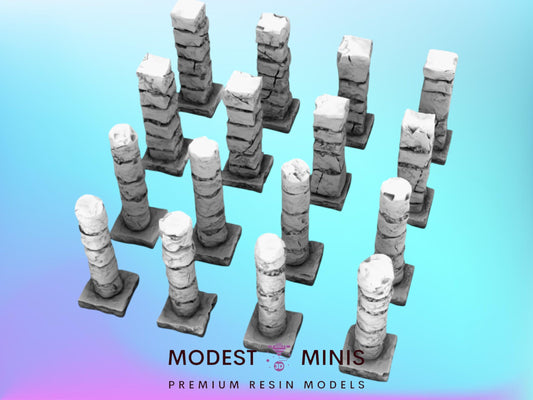 8pc Columns Set | 28mm - 75mm Scale |  DnD Terrain | Fantasy Scatter | Sci Fi