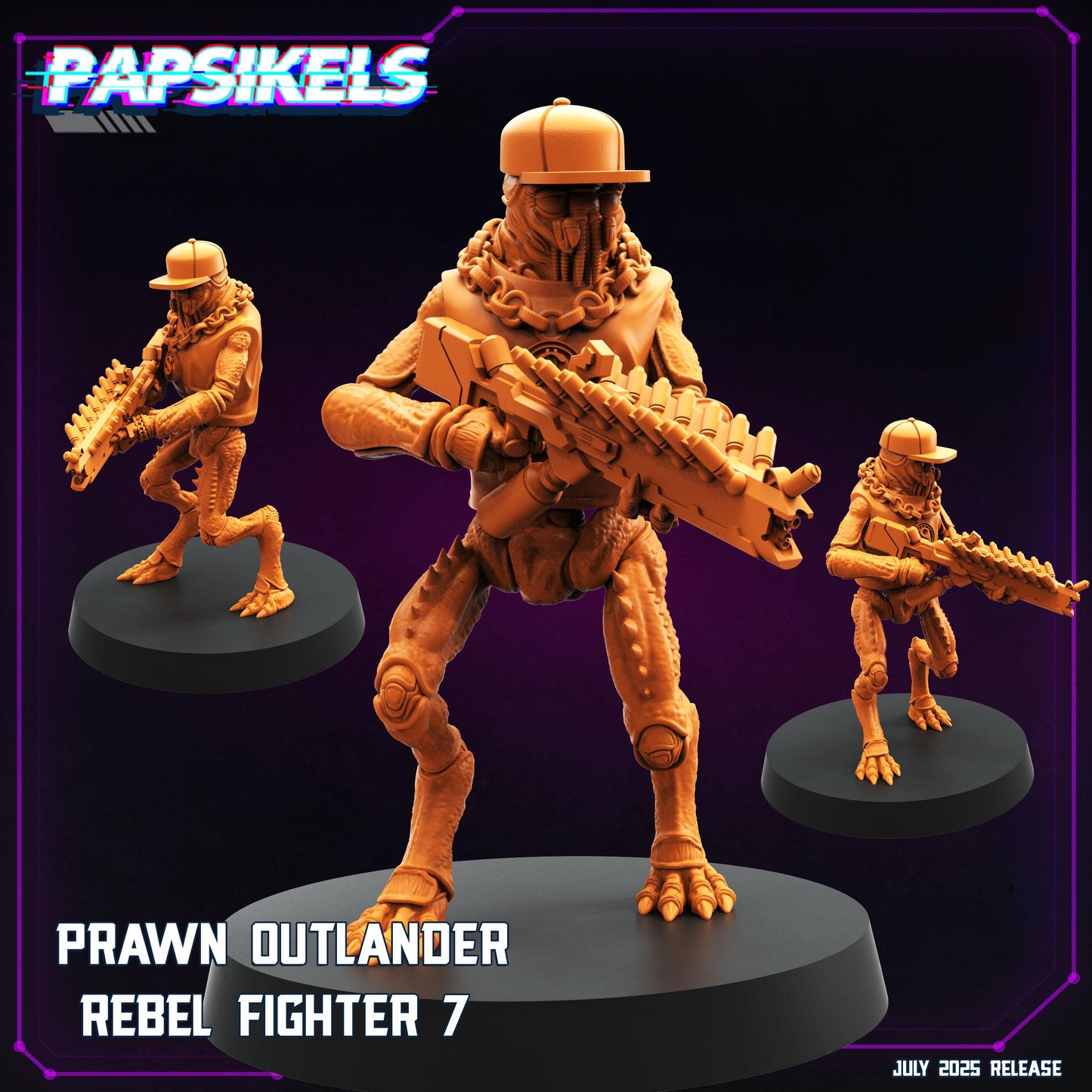 Prawn Outlander Rebel Figher 5-9 - 28mm 32mm 40mm Scale Cyberpunk Miniature  | Papsikels