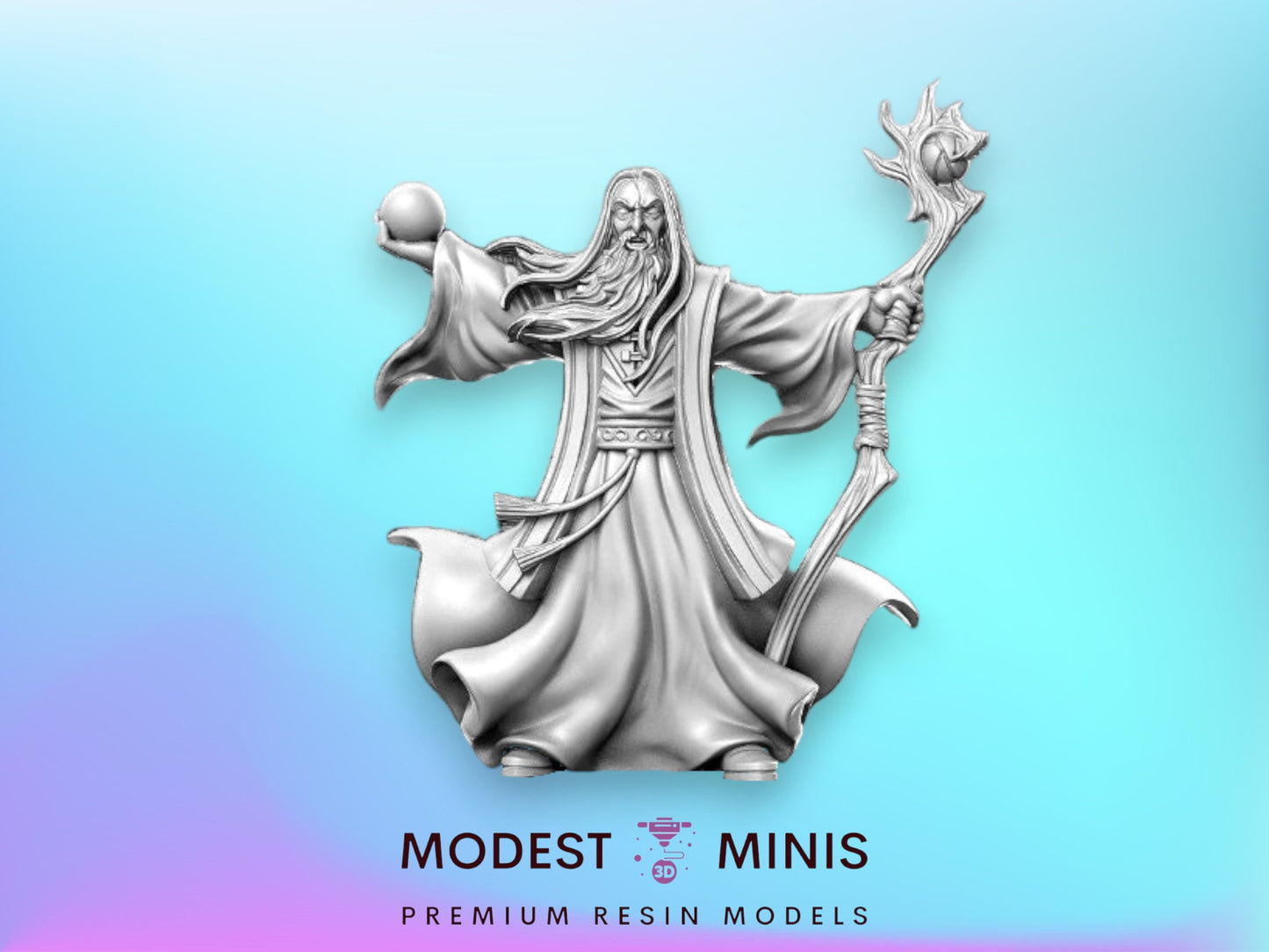 Gormund White Wizard - 32mm Scale DnD Miniature | Dungeons and Dragons | JRPG Mini - RN Estudio