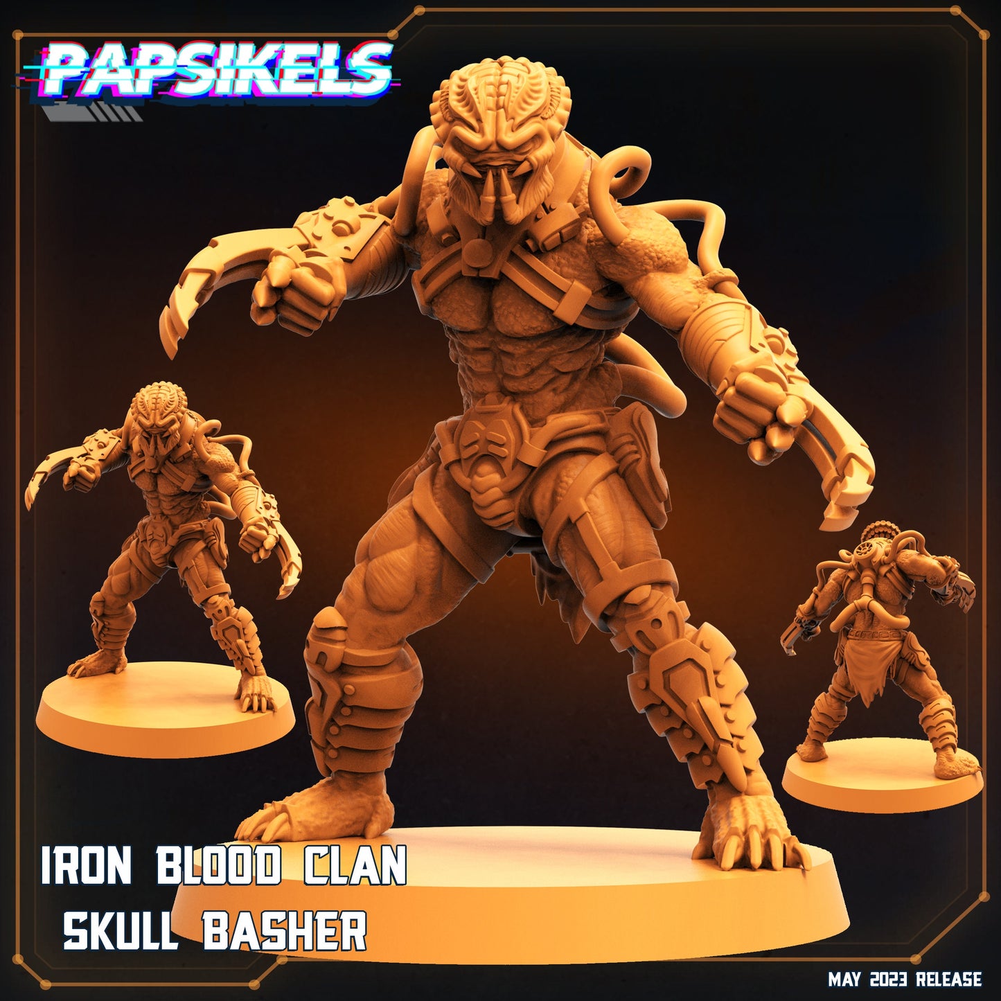 4pc Iron Blood Clan Skullhunters - Resin 3D Print Predator Miniature | RPG | Sci fi | Cyberpunk | Role Playing | DnD | Papsikel