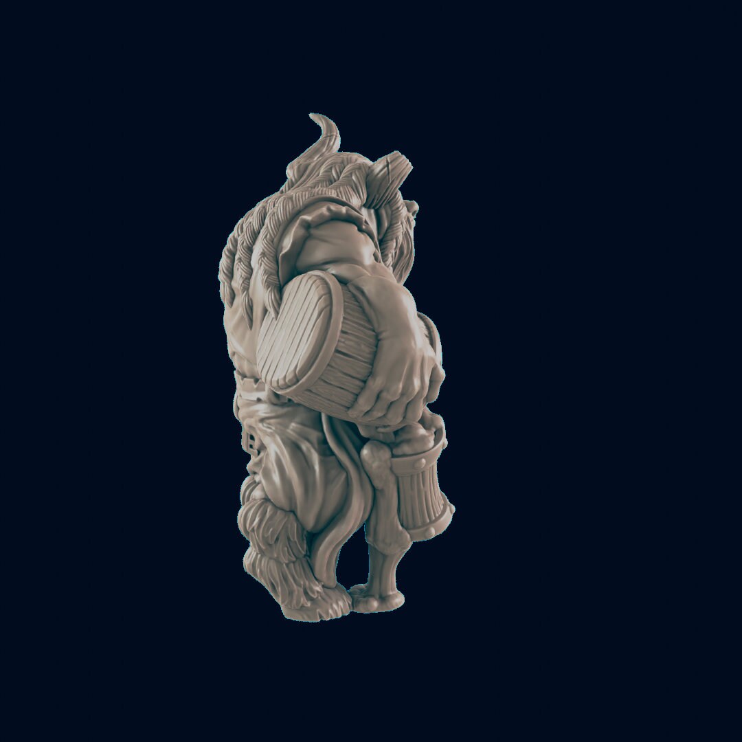 NPC Minotaur Male Bartender - 25mm - 75mm Scale | DnD | EC3D Fantasy Mini | Townsfolk