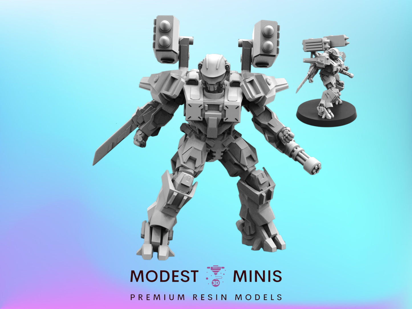 Marine Exo Suit Trooper C - 32mm Scale Miniature | RPG | Sci fi | Cyberpunk | Role Playing | Papsikel