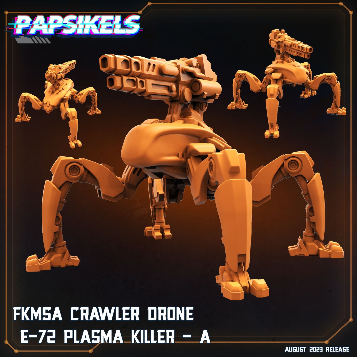 3pc Crawler Drone Plasma Killer - 32mm Scale Alien Miniature | RPG | Sci fi | Cyberpunk | Role Playing | DnD | Papsikel