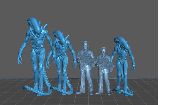 7pc Big Chap Set Xeno - 32mm Scale Alien Miniature | RPG | Sci fi | Cyberpunk | Role Playing | DnD | Papsikel