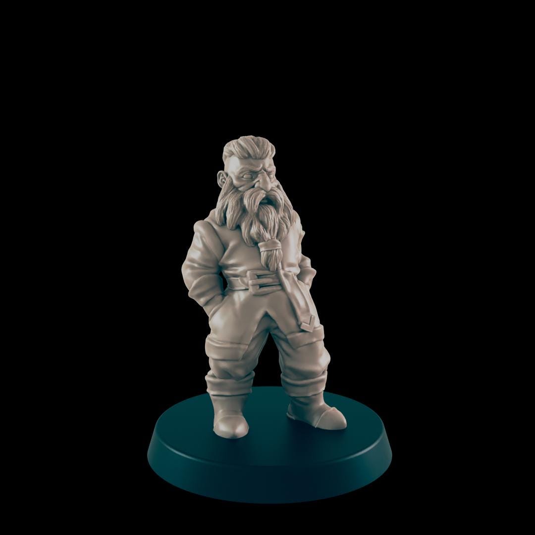 Dwarven Commoners and Nobles  | 25mm - 100mm Scale | DnD | EC3D Fantasy Mini | Everyday Folk