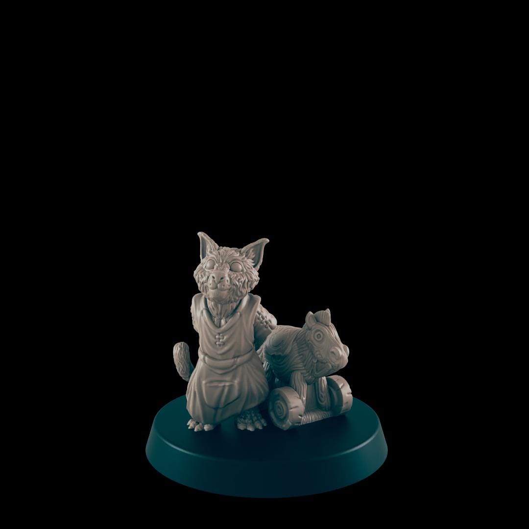 Catfolk Commoners Tabaxi | 25mm - 100mm Scale | DnD | EC3D Fantasy Mini | Everyday Folk