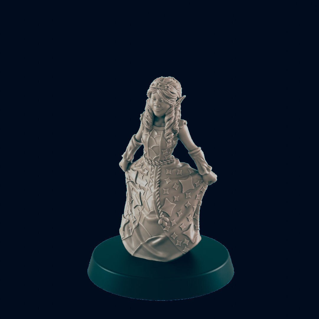 NPC Elf Kid Princess - 25mm - 75mm Scale | DnD | EC3D Fantasy Mini | Townsfolk