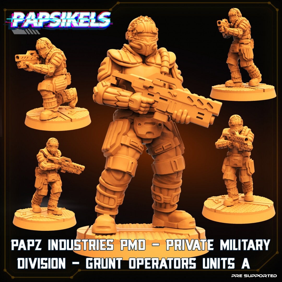 5pc PMD Grunt Squad - 32mm Scale Alien Miniature | RPG | Sci fi | Cyberpunk | Role Playing | DnD | Papsikel