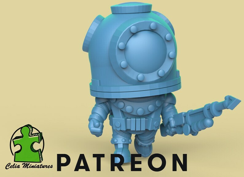 Chibi Scuba Diver - 28mm - 54mm Scale