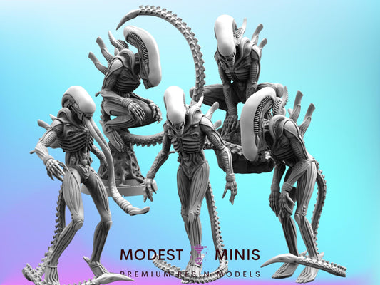 7pc Big Chap Set Xeno - 32mm Scale Alien Miniature | RPG | Sci fi | Cyberpunk | Role Playing | DnD | Papsikel