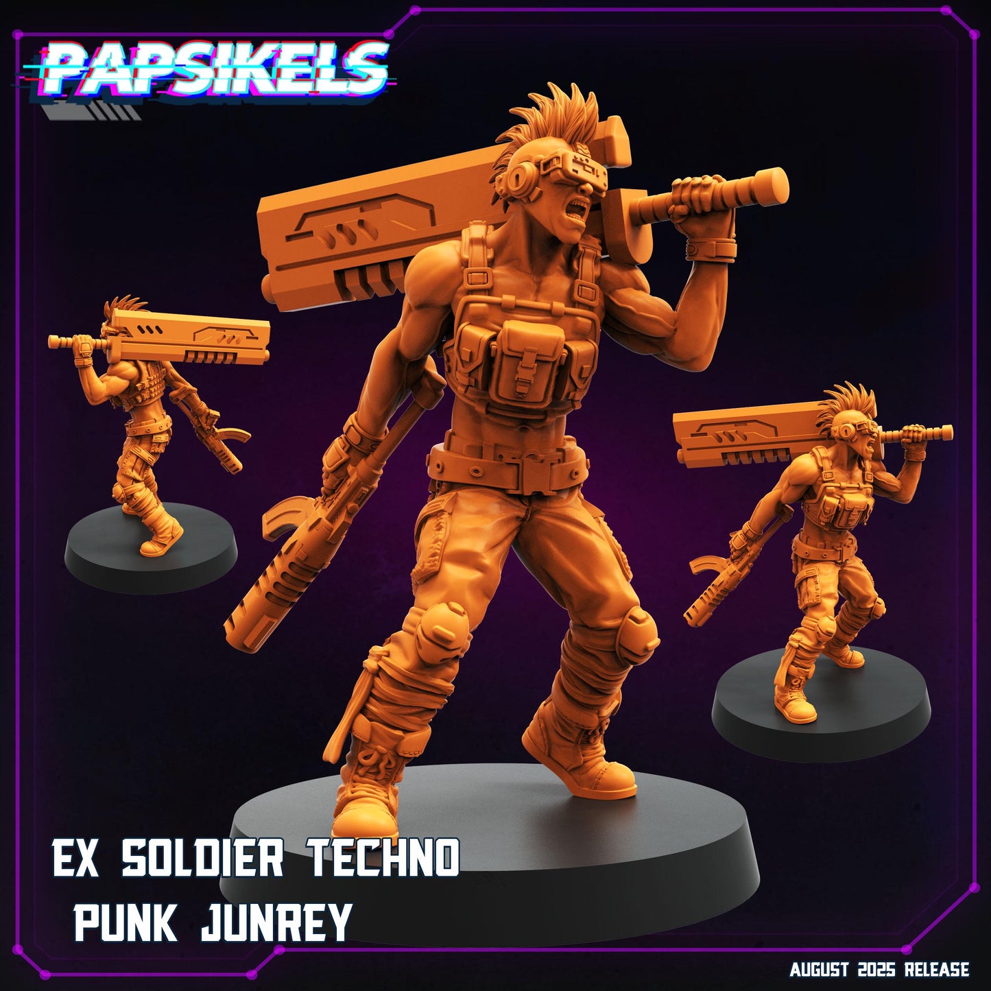 Ex Soldier Techno Punk - 32mm Scale Cyberpunk Mini  | Papsikels