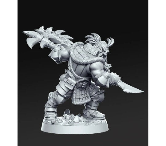 Gandharr Berserker - 32mm Scale DnD Miniature | Dungeons and Dragons | JRPG Mini - RN Estudio
