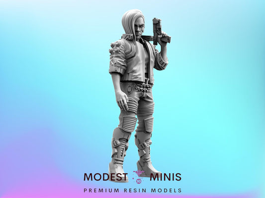 Female V Mercenary - 32mm Cyberpunk Miniature  | Papsikels