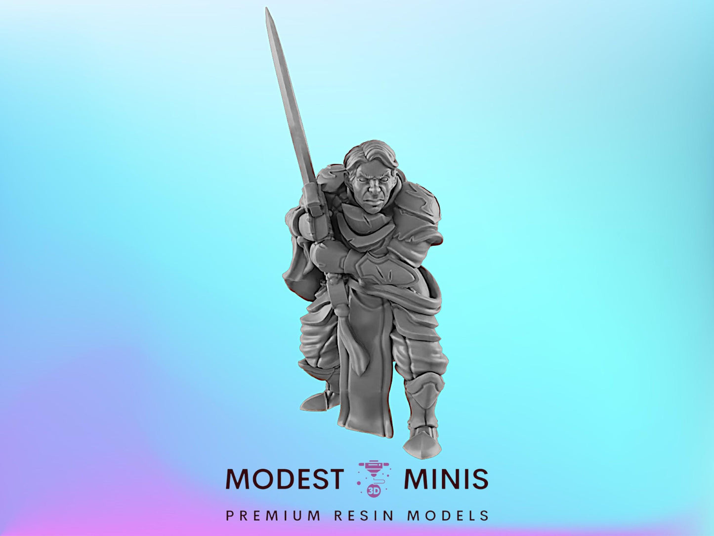 Battlemaster Human Male | 25mm - 100mm Scale | DnD | EC3D Fantasy Mini | Everyday Heroes