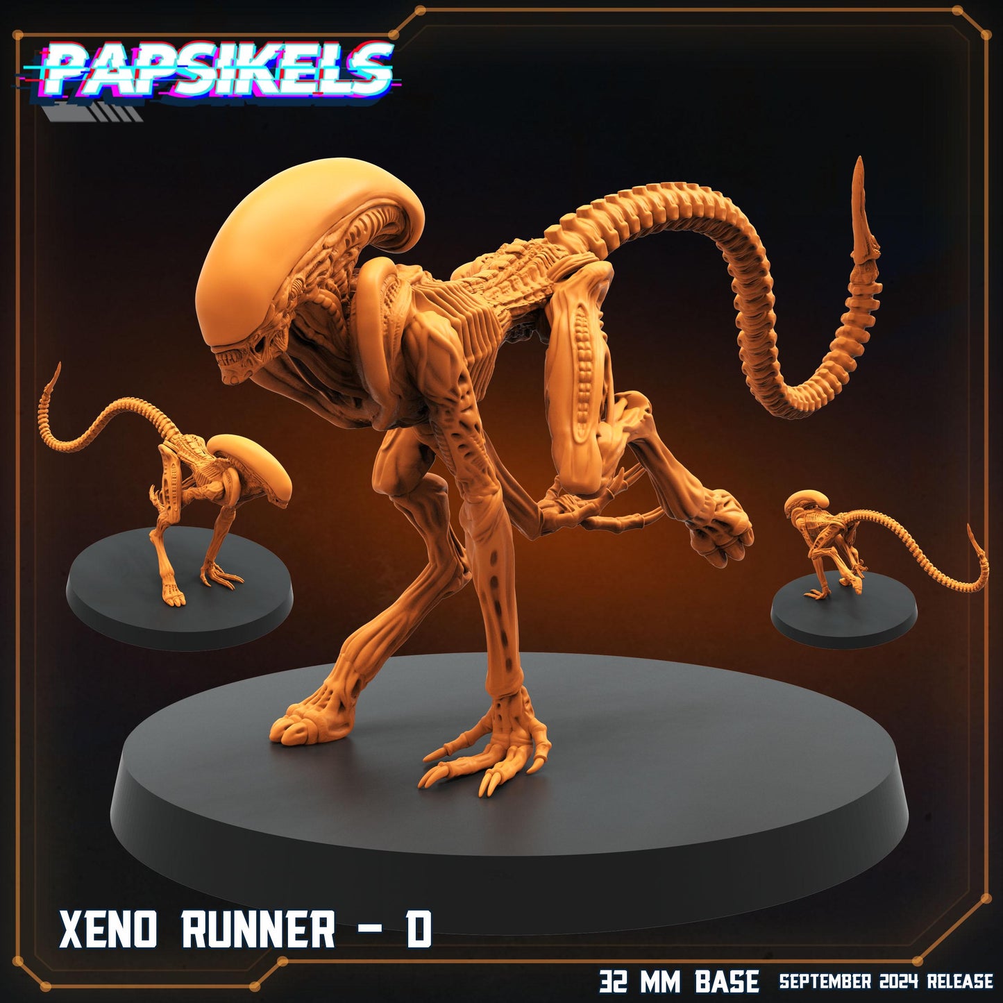 Xeno Runner A-E - 32mm Scale Alien Miniature | RPG | Sci fi | Cyberpunk | Role Playing | DnD | Papsikel
