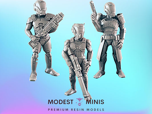 Alliance Patrol Trio | 25mm - 75mm Scale | DnD | Cyberpunk | EC3D Sci Fi Mini