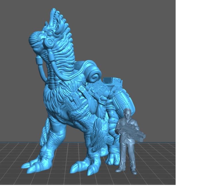 Pack Beast and Rider | 25mm - 75mm Scale | DnD | Cyberpunk | EC3D Sci Fi Mini