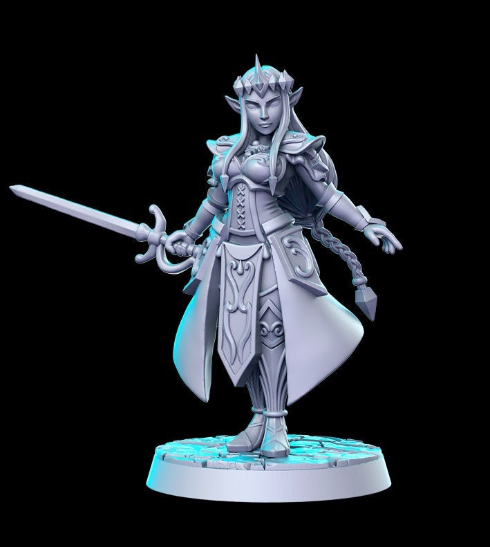 Zalidra Elf Princess - 32mm Scale DnD Miniature | Dungeons and Dragons | JRPG Mini - RN Estudio