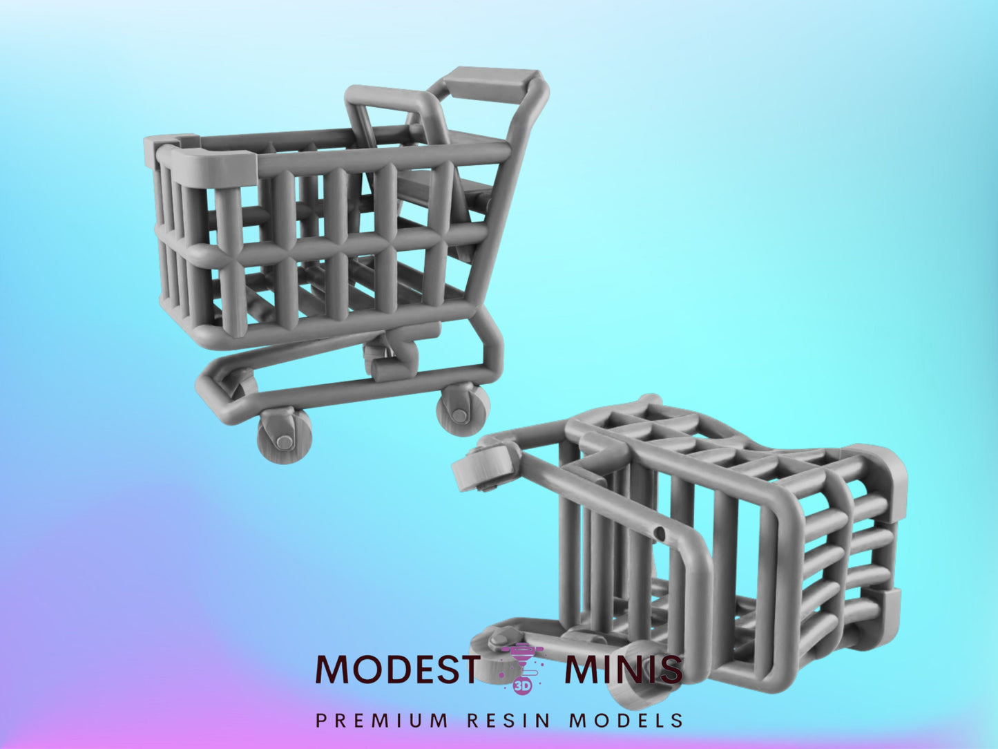2pc Shopping Cart Set | 28mm - 54mm Scale | Survivor Terrain | Fantasy Scatter | Sci Fi Terrain | EC3D Badlands