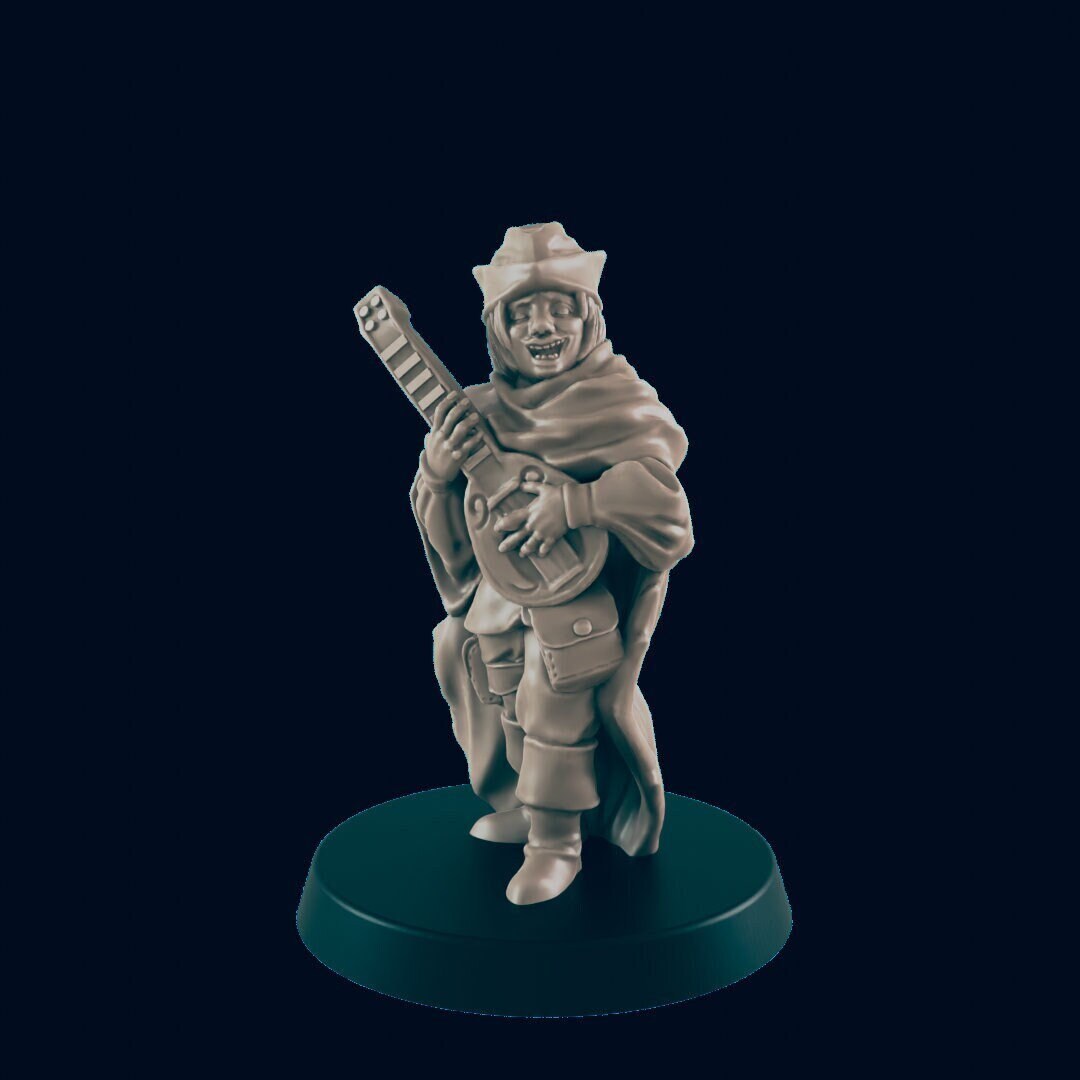 NPC Human Male Bard - 25mm - 75mm Scale | DnD | EC3D Fantasy Mini | Townsfolk