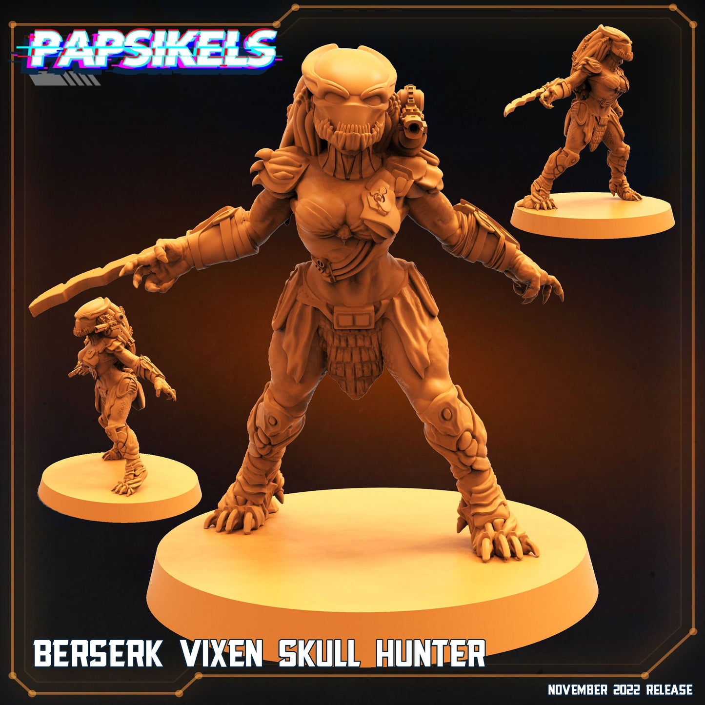 Berserk Vixen Skull Hunter - Resin 3D Print Alien Miniature | RPG | Sci fi | Cyberpunk | Role Playing | DnD | Papsikel