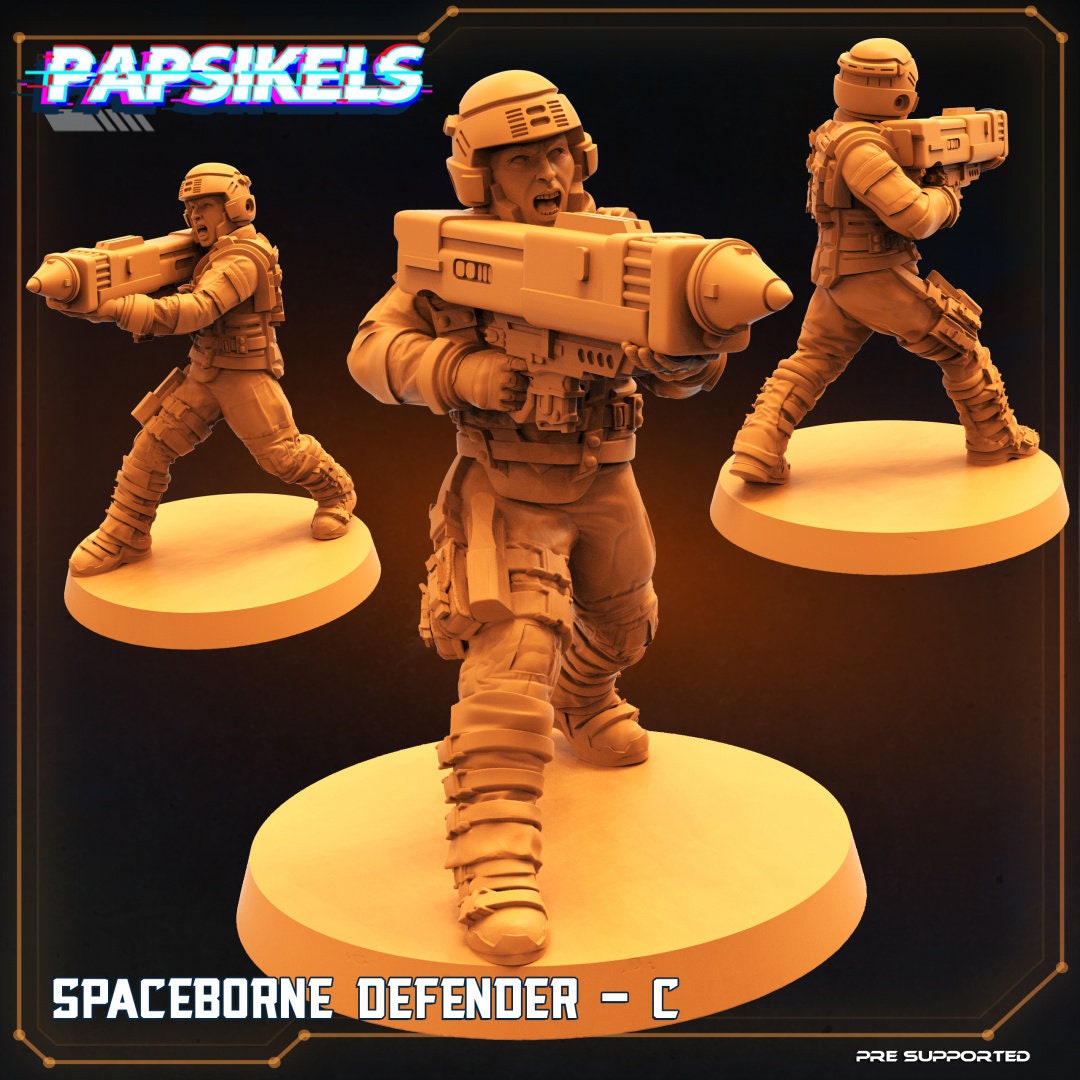 5pc Spaceborne Defender Set - 32mm Scale Alien Miniature | RPG | Sci fi | Batang City | Role Playing | DnD | Papsikel