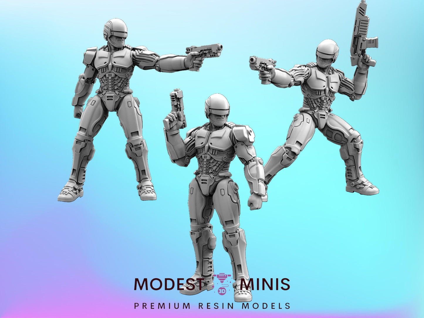 Cop Robo 2014 Silver - 32mm Scale Cyberpunk Miniature  | Papsikels