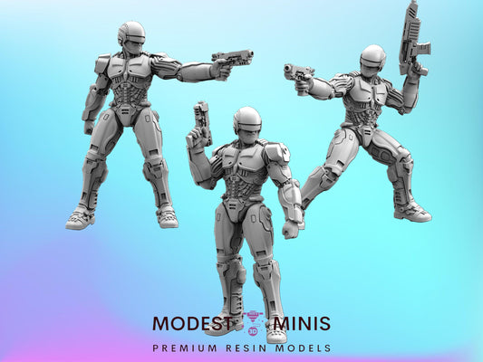 Cop Robo 2014 Silver - 32mm Scale Cyberpunk Miniature  | Papsikels