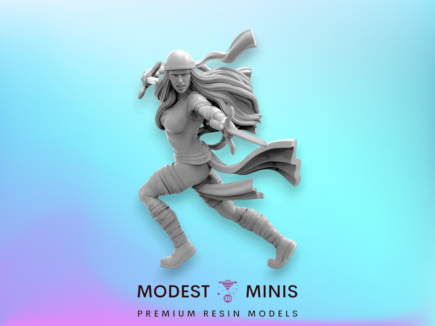 Red Ninja A Elektra- 40mm  Miniature | Crisis Protocol Proxy | Trident