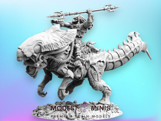 Xenosaur Rider A - 32mm Scale Alien Miniature | RPG | Sci fi | Cyberpunk | Role Playing | DnD | Papsikel