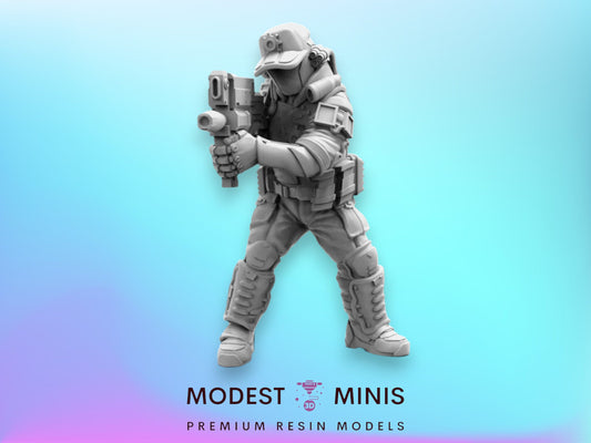 5pc Tactical Reaction Force - 32mm Scale Cyberpunk Miniature | RPG | Sci fi | Alien | Role Playing | DnD | Papsikel