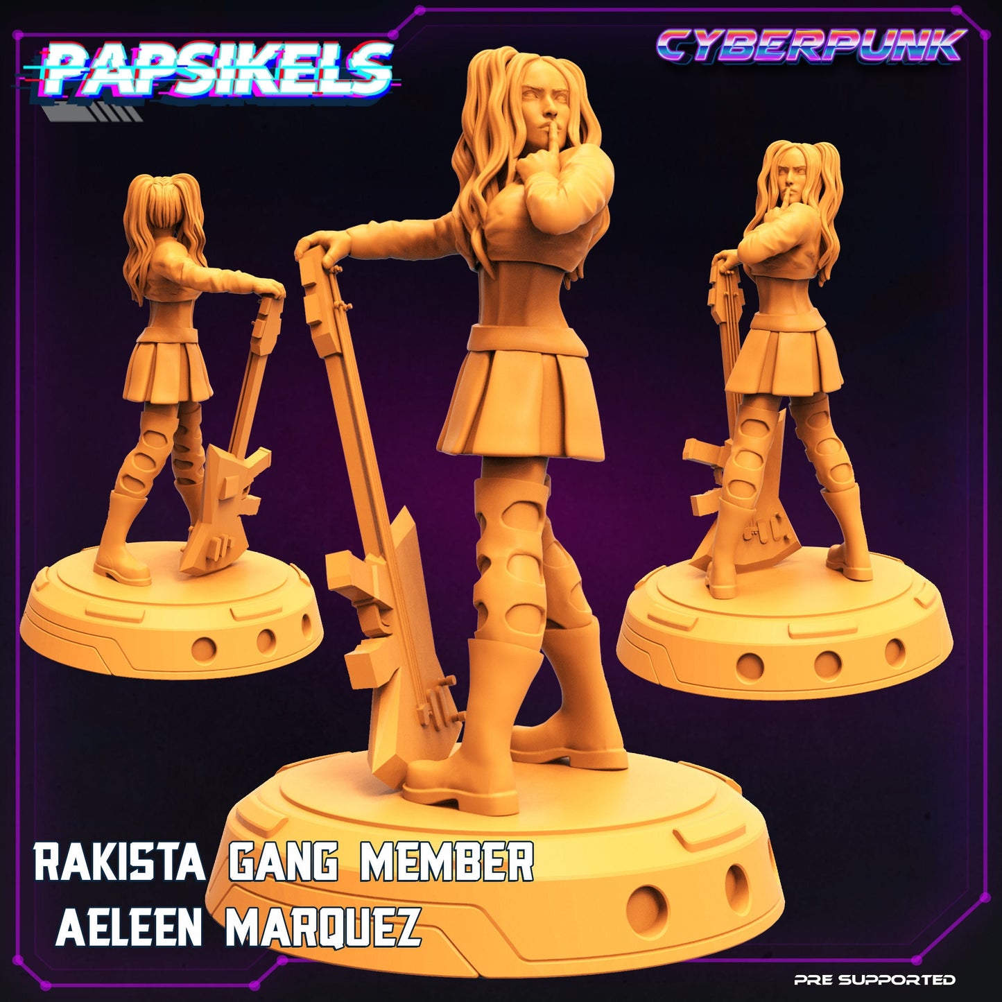 Cyberpunk Gang Aeleen Marquez - 32mm Scale Alien Miniature  | Law Upholders | Papsikels