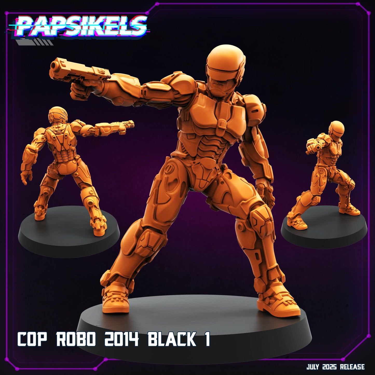 Cop Robo 2014 Black - 32mm Scale Cyberpunk Miniature  | Papsikels