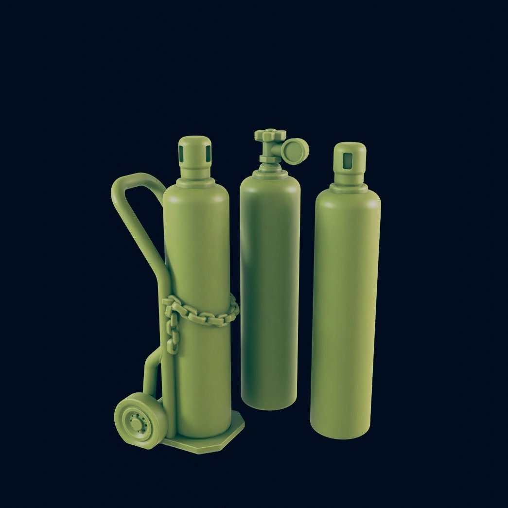 3pc Gas Cylinders Scatter Terrain | 28mm - 54mm Scale | Survivor Terrain | Fantasy Scatter | Sci Fi Terrain | Superhero
