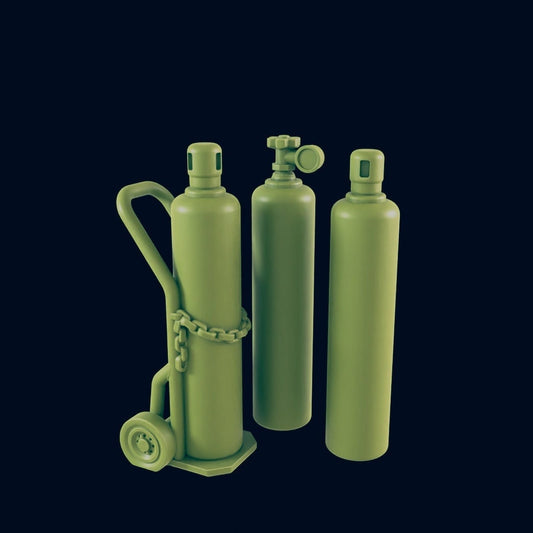 3pc Gas Cylinders Scatter Terrain | 28mm - 54mm Scale | Survivor Terrain | Fantasy Scatter | Sci Fi Terrain | Superhero